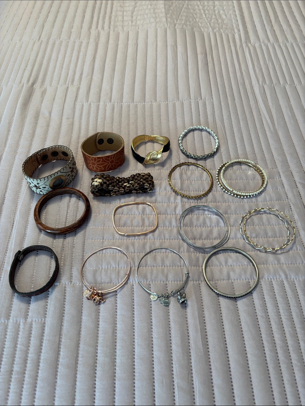 Mixed Metal, leather and wood Bracelet Collection